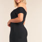 Plus Size Fitted Off-the-shoulder Front Zipper Bodycon Mini Dress