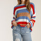 Multicolored Stripe Round Neck Long Sleeve Knit Sweater