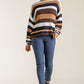 Multicolored Stripe Round Neck Long Sleeve Knit Sweater