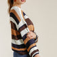 Multicolored Stripe Round Neck Long Sleeve Knit Sweater