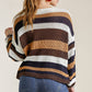 Multicolored Stripe Round Neck Long Sleeve Knit Sweater