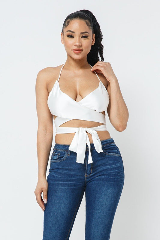 Satin Wrap Around Top