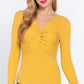 Long Slv V-neck Knotted Sweater