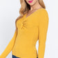 Long Slv V-neck Knotted Sweater