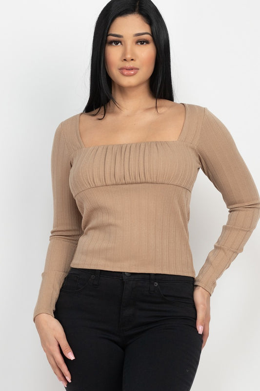 Shirred Square Neck Top