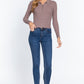 Notched Collar Zippered Sweater