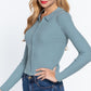 Notched Collar Zippered Sweater