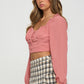 Smocked Long Sleeves Crop Top