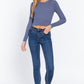 Long Slv Open Back Sweater Top