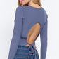 Long Slv Open Back Sweater Top