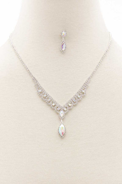 Marquise Shape Rhinestone Necklace