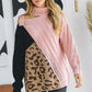 Turtle Neck Color Block Cutout Sweater