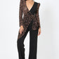 Plunging V Buckle Detail Leopard Jumpsuit