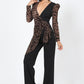 Plunging V Buckle Detail Leopard Jumpsuit