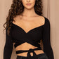 Ribbed Long Strap Wrap Tie Crop Top