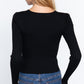 Shirring Sweatheart Neck Sweater