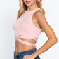 Sleeveless Crew Neck Waist Tie Crop Sweater Top