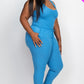 Plus Ribbed Sleeveless Drawstring Jumpsuit