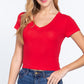 Short Sleeve V-neck Crop Top