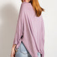 Rounded Neckline 3/4 Sleeves Washed Top