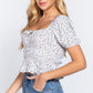 Short Slv Shirring Print Woven Top