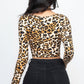 Leopard Print Strap Ruched Front Crop Top