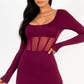 Square neck mesh corset mini dress