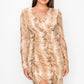 Shirring Animal Print Dress