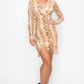 Shirring Animal Print Dress