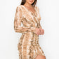 Shirring Animal Print Dress