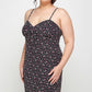 Plus Size Ditsy Floral Print On Mesh Fabric Cami Dress