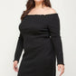 Plus Size, Solid Smocked Off Shoulder Dress