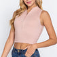 Sleeveless Rib Sweater Top W/zipper