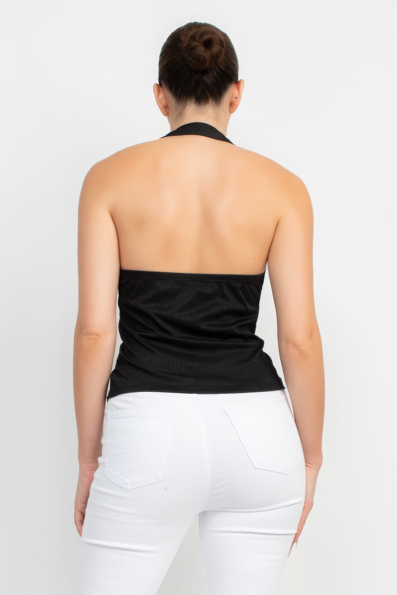 Collared Halter Open Back Top