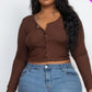 Plus Size Button Up Cropped Top