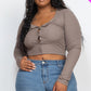 Plus Size Button Up Cropped Top