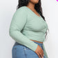 Plus Size Button Up Cropped Top