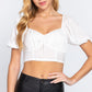 Short Slv Shirring Satin Crop Top