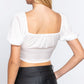 Short Slv Shirring Satin Crop Top