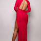 Long Sleeve V Neck Open Back Maxi Dress