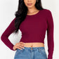 Long Sleeve Round Neck Basic Crop Top