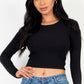 Long Sleeve Round Neck Basic Crop Top