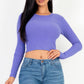 Long Sleeve Round Neck Basic Crop Top