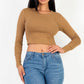 Long Sleeve Round Neck Basic Crop Top