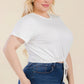 Plus Size Tie Front Drawstring Short Sleeve Crop Top