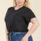 Plus Size Tie Front Drawstring Short Sleeve Crop Top