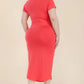 Plus Size Split Neck Bodycon Midi Dress