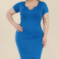 Plus Size Split Neck Bodycon Midi Dress