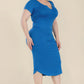 Plus Size Split Neck Bodycon Midi Dress