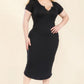 Plus Size Split Neck Bodycon Midi Dress